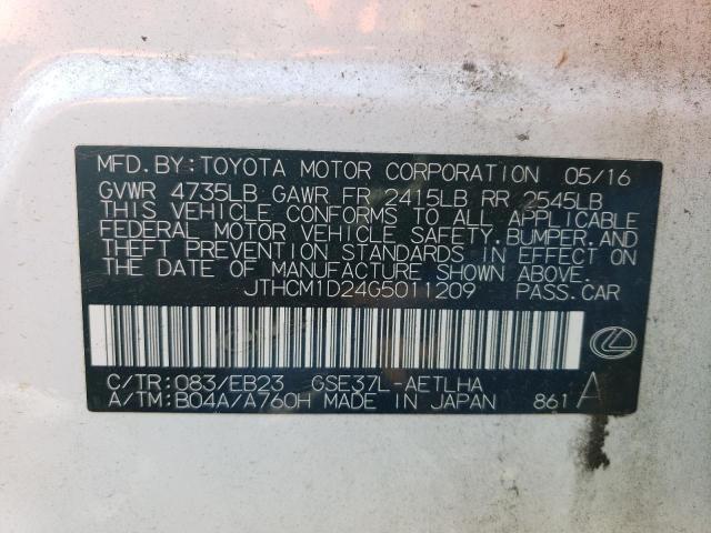 2016 LEXUS IS 300 - JTHCM1D24G5011209