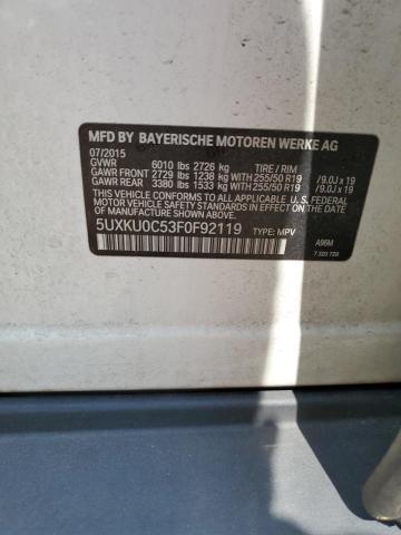 2015 BMW X6 SDRIVE3 - 5UXKU0C53F0F92119