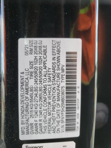 2021 HONDA PILOT SE 5FNYF5H25MB038075