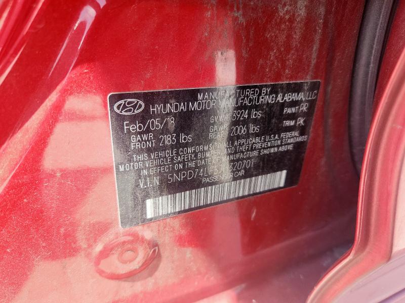 5NPD74LF5JH320701 2018 HYUNDAI ELANTRA