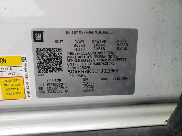 2017 BUICK ENCLAVE 5GAKRBKD1HJ311664