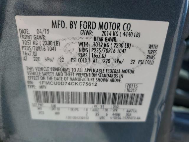 2012 FORD ESCAPE XLT - 1FMCU0D74CKC75612