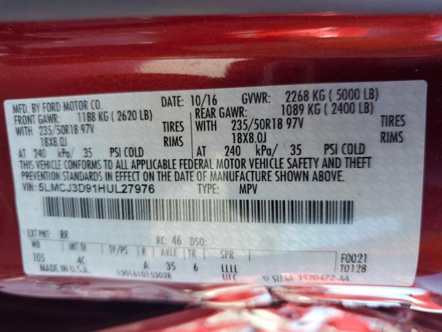 2017 LINCOLN MKC RESERV 5LMCJ3D91HUL27976