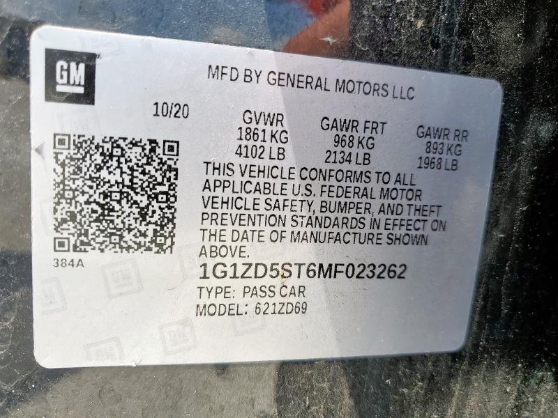 2021 CHEVROLET MALIBU LT - 1G1ZD5ST6MF023262