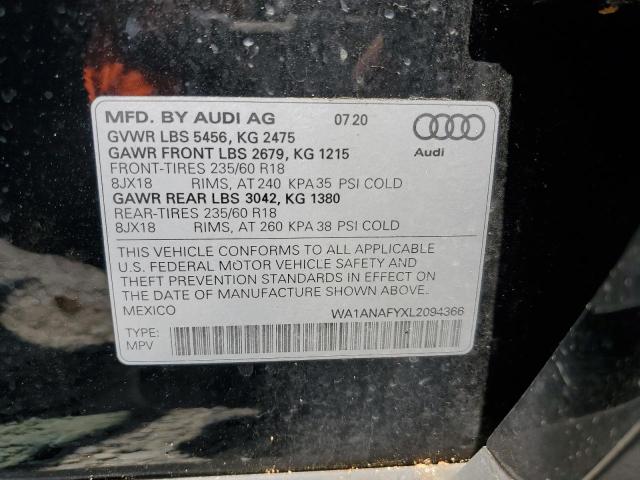 2020 AUDI Q5 PREMIUM WA1ANAFYXL2094366