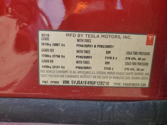 2016 TESLA MODEL S 5YJSA1E49GF128210