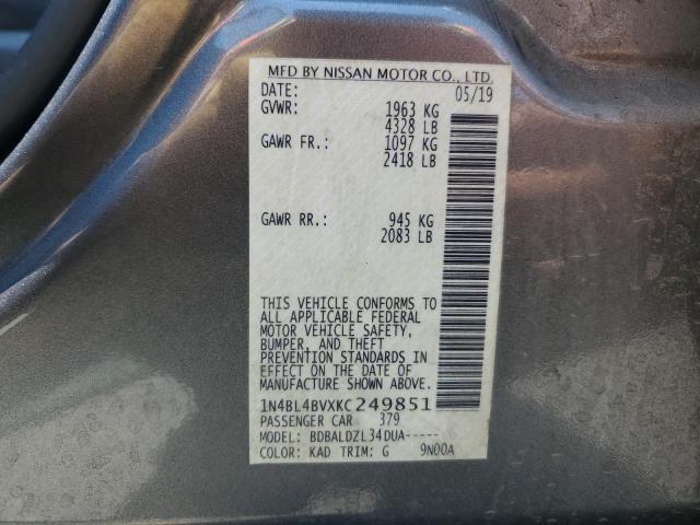 2019 NISSAN ALTIMA S - 1N4BL4BVXKC249851