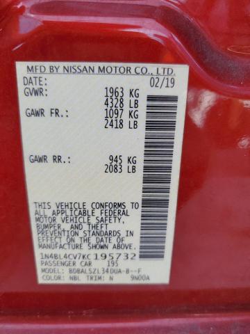 2019 NISSAN ALTIMA SR 1N4BL4CV7KC195732