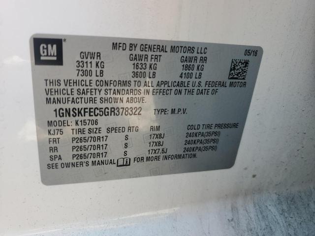 2016 CHEVROLET TAHOE SPEC 1GNSKFEC5GR378322