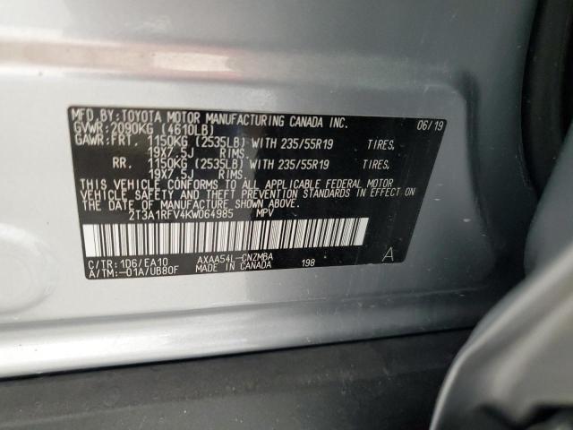 2019 TOYOTA RAV4 XLE P 2T3A1RFV4KW064985