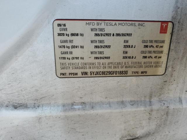 2016 TESLA MODEL X - 5YJXCBE29GF018830