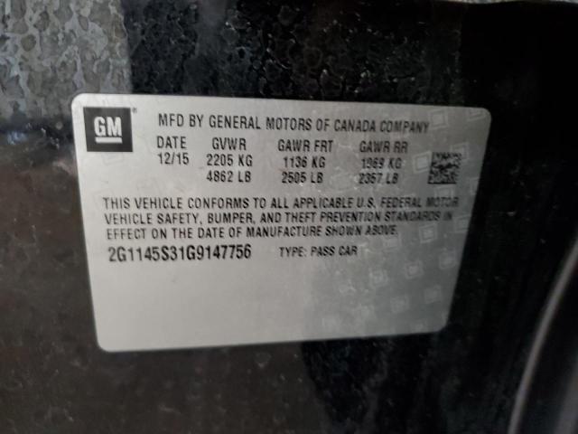 2016 CHEVROLET IMPALA LTZ 2G1145S31G9147756