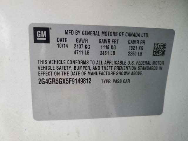 2015 BUICK REGAL PREM 2G4GR5GX5F9149812