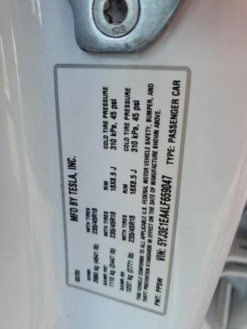 2020 TESLA MODEL 3 5YJ3E1EA4LF659047