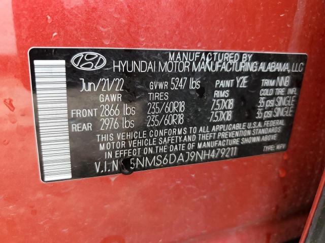 2022 HYUNDAI SANTA FE S 5NMS6DAJ9NH479211