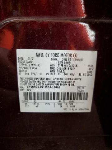 2021 FORD EDGE SEL - 2FMPK4J91MBA19802