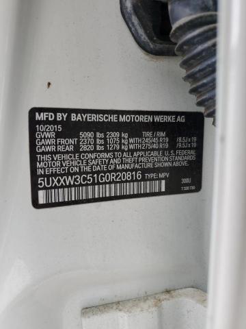 2016 BMW X4 XDRIVE2 5UXXW3C51G0R20816