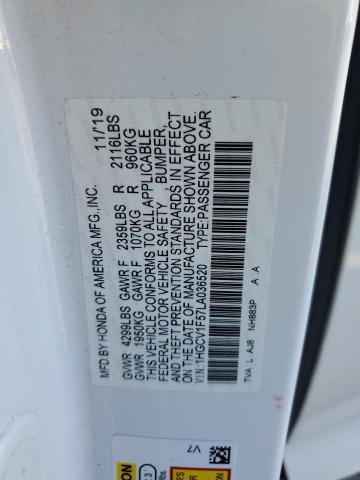 2020 HONDA ACCORD EXL 1HGCV1F57LA036520