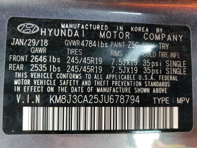 2018 HYUNDAI TUCSON VAL KM8J3CA25JU678794