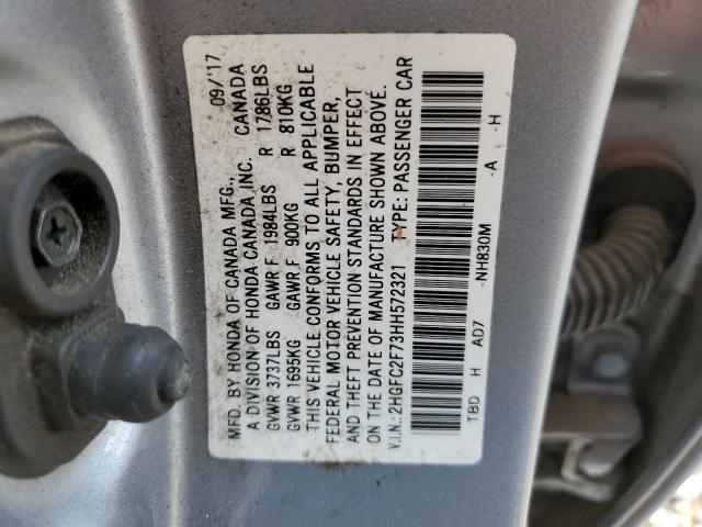 2017 HONDA CIVIC EX - 2HGFC2F73HH572321