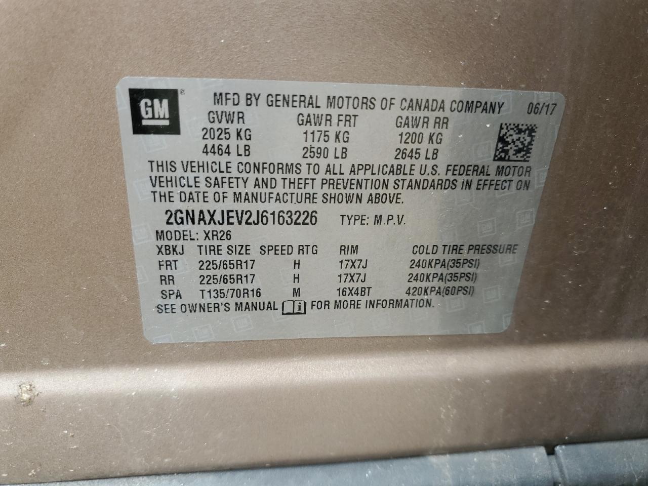 Lot #3317733088 2018 CHEVROLET EQUINOX LT