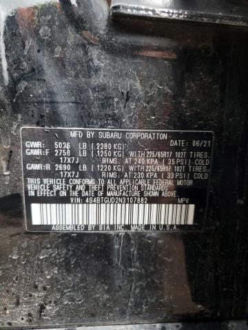 2022 SUBARU OUTBACK WI 4S4BTGUD2N3107882