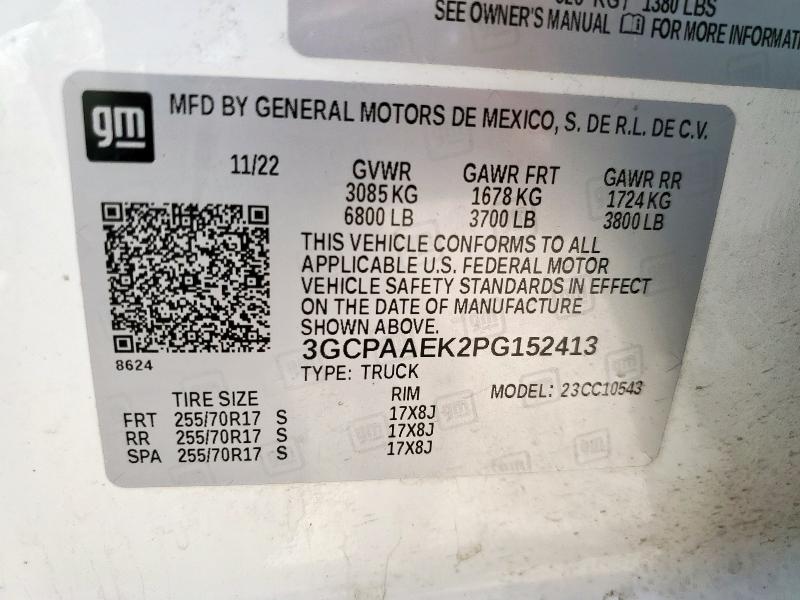 2023 CHEVROLET SILVERADO C1500 3GCPAAEK2PG152413