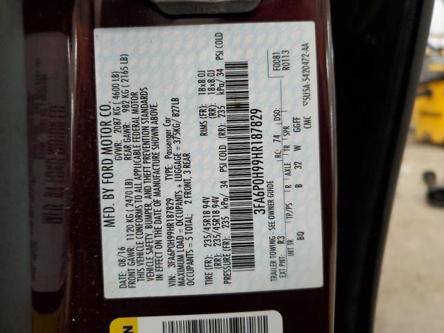 2017 FORD FUSION SE - 3FA6P0H99HR187829