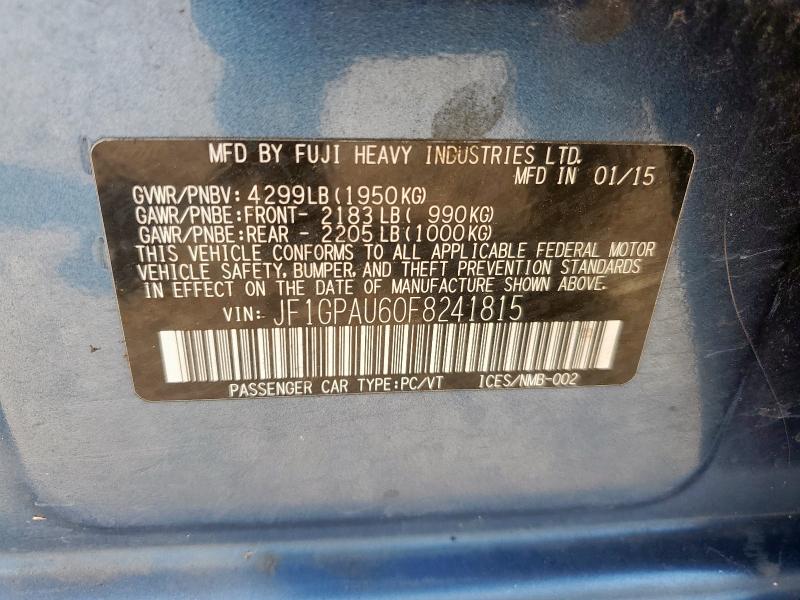 2015 SUBARU IMPREZA SP JF1GPAU60F8241815