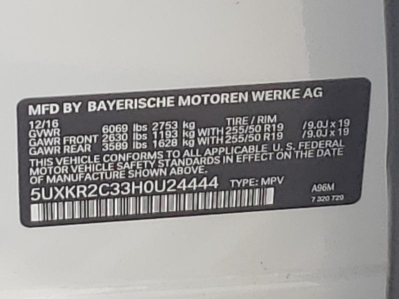 2017 BMW X5 SDRIVE3 - 5UXKR2C33H0U24444