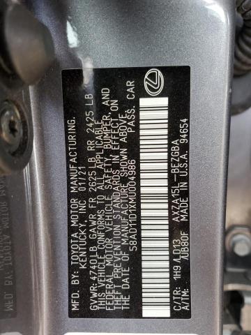 2021 LEXUS ES 250 BAS 58AD11D1XMU004986