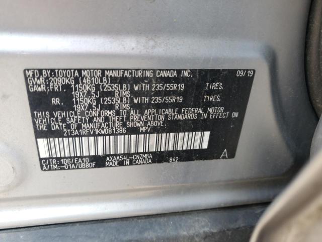 2019 TOYOTA RAV4 XLE P 2T3A1RFV1KW081386