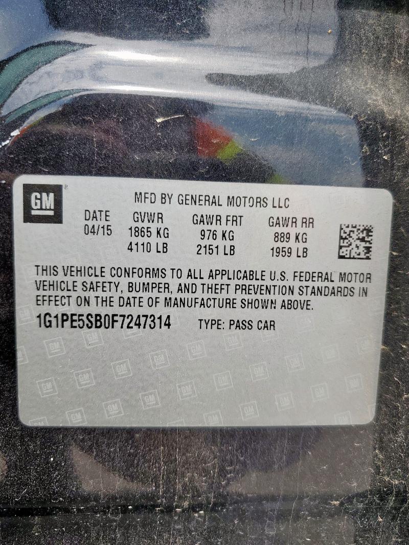 2015 CHEVROLET CRUZE LT - 1G1PE5SB0F7247314