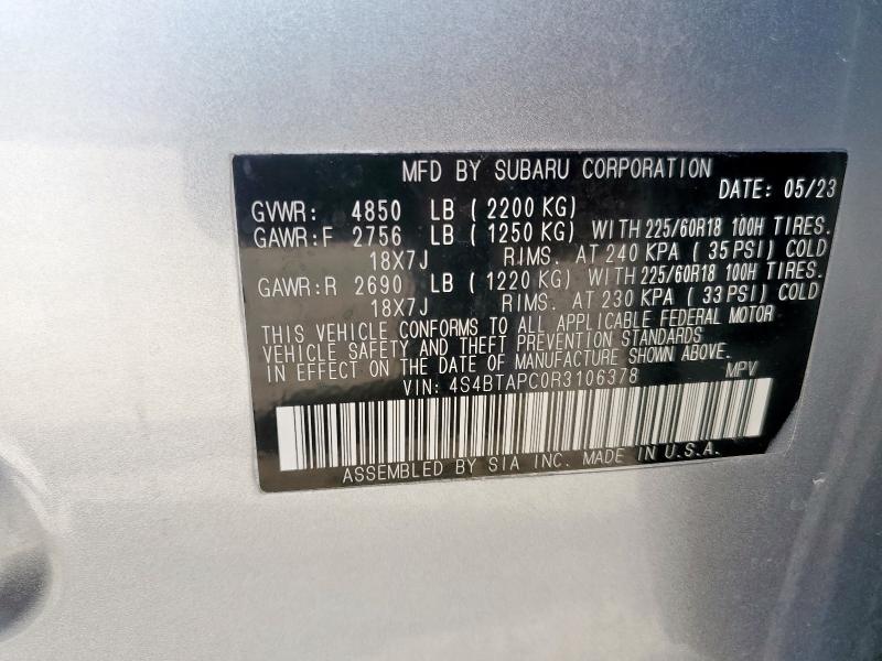 2024 SUBARU OUTBACK TO 4S4BTAPC0R3106378