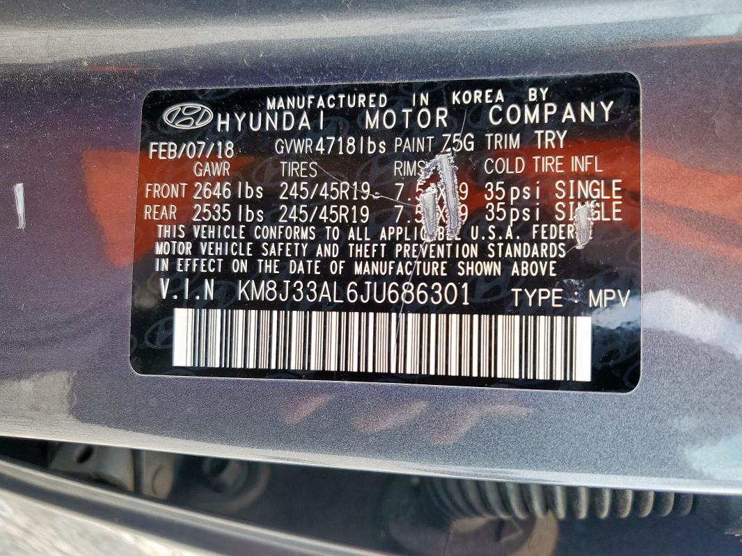 2018 HYUNDAI TUCSON SPO KM8J33AL6JU686301