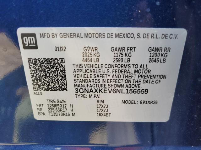 2022 CHEVROLET EQUINOX LT - 3GNAXKEV6NL156559