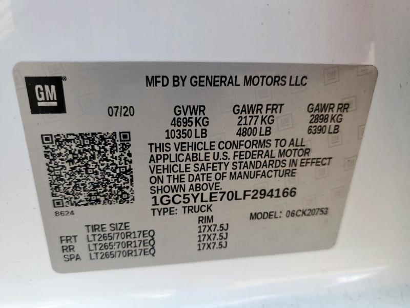 2020 CHEVROLET SILVERADO - 1GC5YLE70LF294166