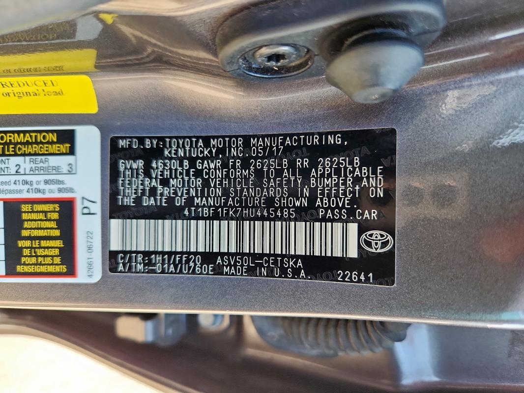 2017 TOYOTA CAMRY LE 4T1BF1FK7HU445485