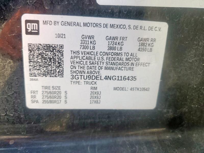 2022 GMC SIERRA LIM 3GTU9DEL4NG116435