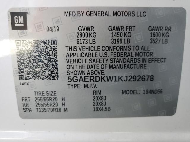 2019 BUICK ENCLAVE AV 5GAERDKW1KJ292678