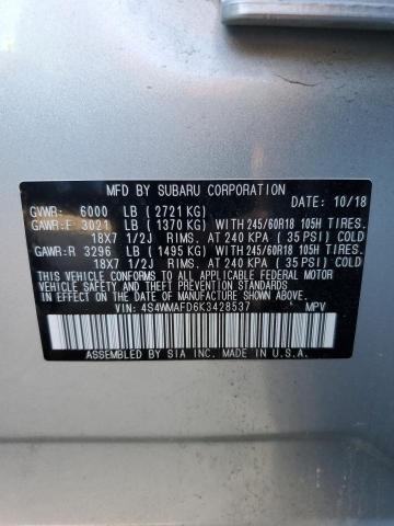 2019 SUBARU ASCENT PRE 4S4WMAFD6K3428537