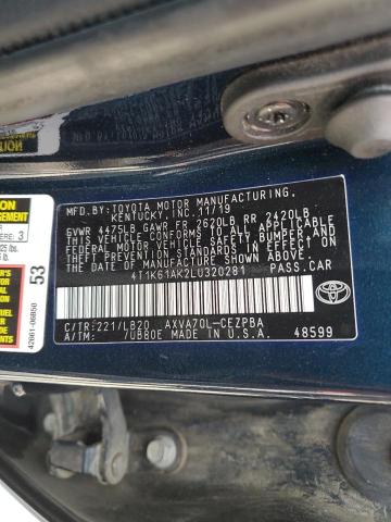 2020 TOYOTA CAMRY XSE 4T1K61AK2LU320281