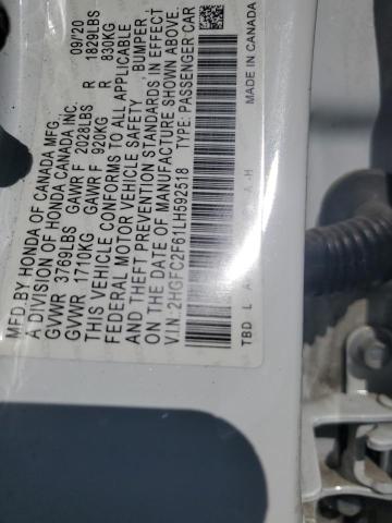 2020 HONDA CIVIC LX 2HGFC2F61LH592518