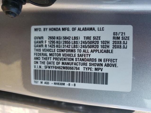2021 HONDA PILOT TOUR - 5FNYF6H62MB066764