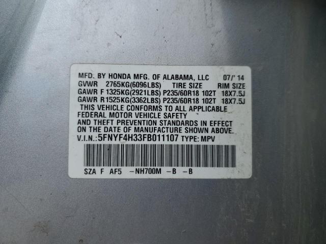 2015 HONDA PILOT SE 5FNYF4H33FB011107