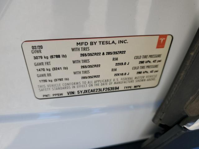 2020 TESLA MODEL X 5YJXCAE23LF263594