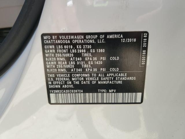 2019 VOLKSWAGEN ATLAS SEL PREMIUM 1V2NR2CA2KC526724