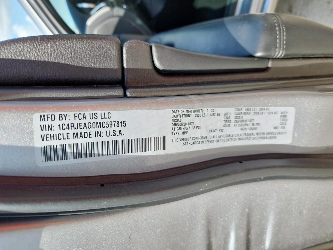 2021 JEEP GRAND CHER - 1C4RJEAG0MC597815