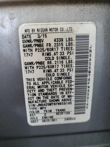 2015 NISSAN ROGUE SELE JN8AS5MT6FW659145