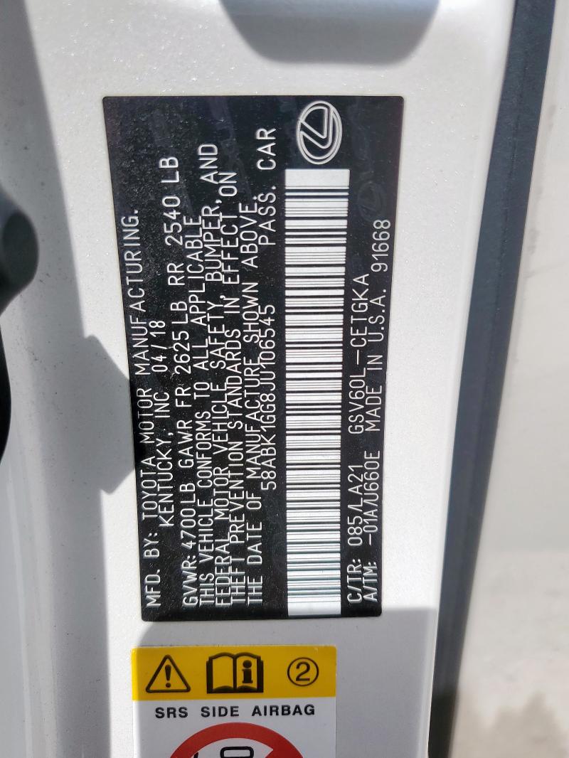 2018 LEXUS ES 350 58ABK1GG8JU106545